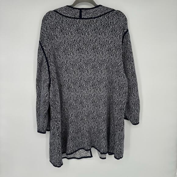 Coldwater Creek Cardigan Sweater Size 3X Navy Blue White Abstract Button Office - Picture 5 of 10